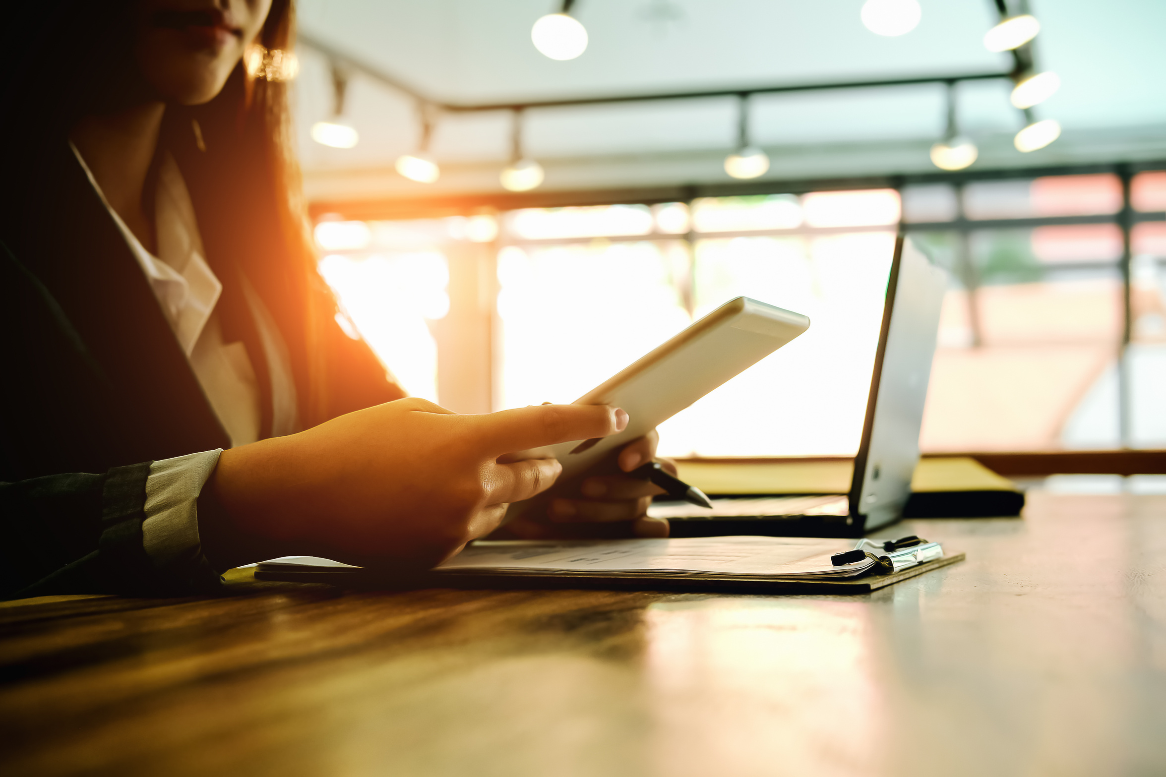 Business Woman Meeting Using Digital Tablet Laptop